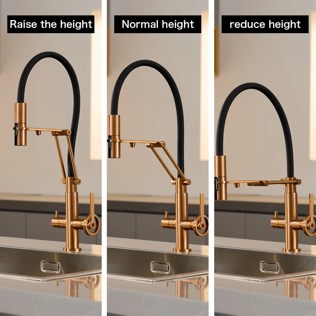 Industrial Brass Brushed Rose Gold Faucet Separated Filter