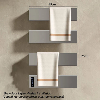 White Electric Heated Towel Rail Smart Temperature Time