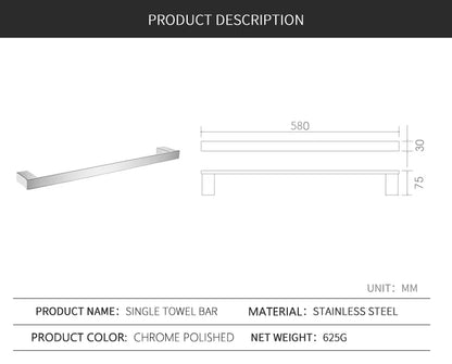 Stainless Steel Bathroom Wall Shelf Towel Bar Rack