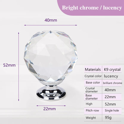 Colorful Crystal Glass Ball Pulls Knobs Wardrobe Door