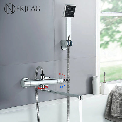 Thermostatic Shower Faucet Mixing Valve Bathroom Long Rotate
