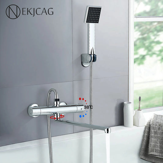 Thermostatic Shower Faucet Mixing Valve Bathroom Long Rotate