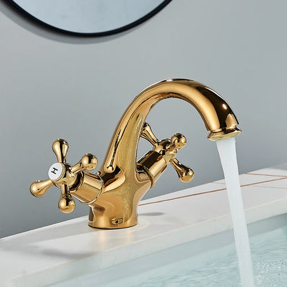 Deck Install Antique Brass Basin Faucet Bathroom Basin