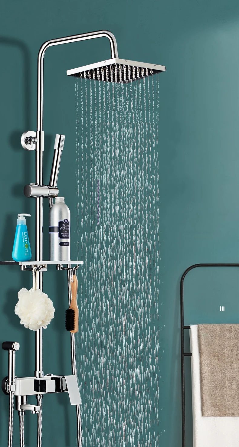 Bathroom Shower Black/Chrome Plated Circular Copper Pressure