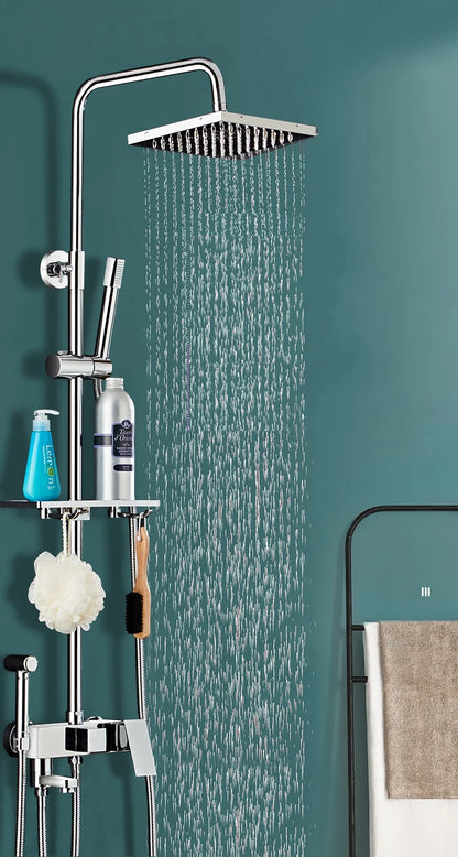 Bathroom Shower Black/Chrome Plated Circular Copper Pressure