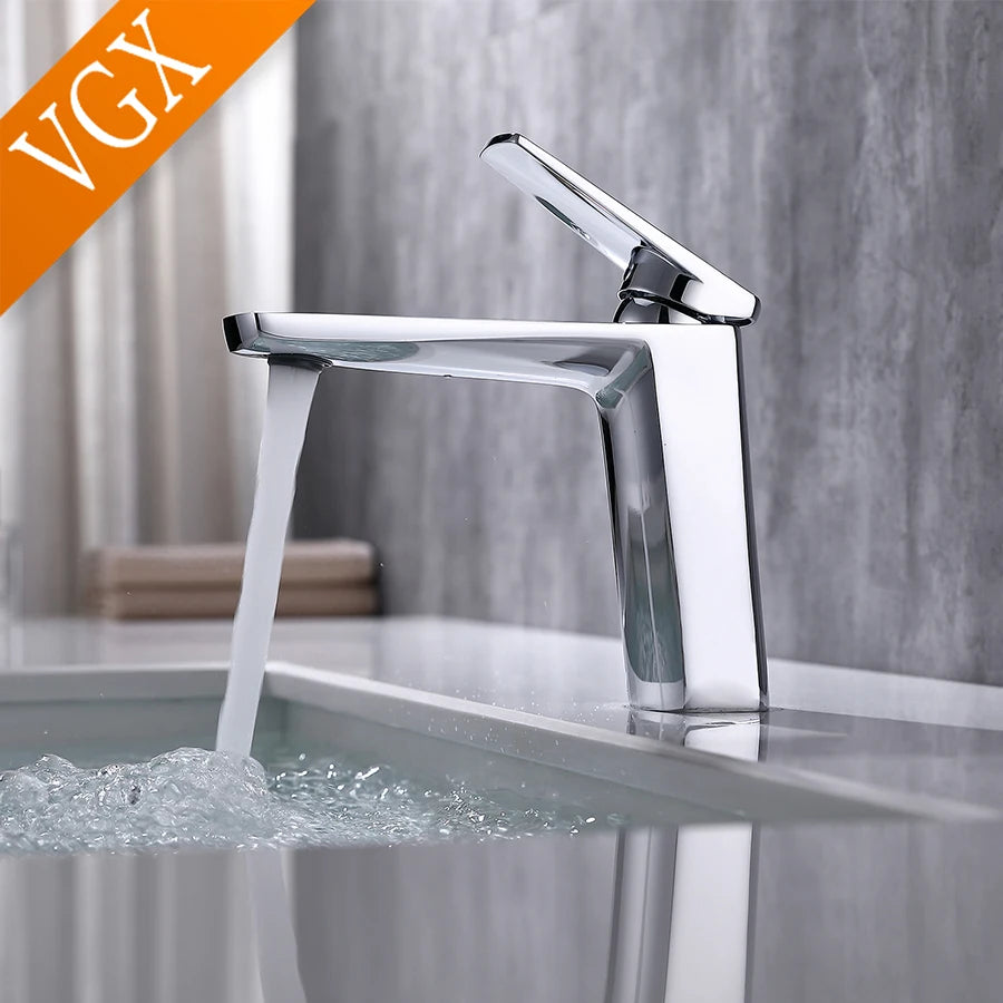Vgx Brushed Gold Bathroom Faucets Square Basin Mixer