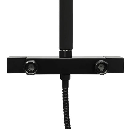 Black Rainfall Shower Thermostat Bathroom Wall Mounted 30cm