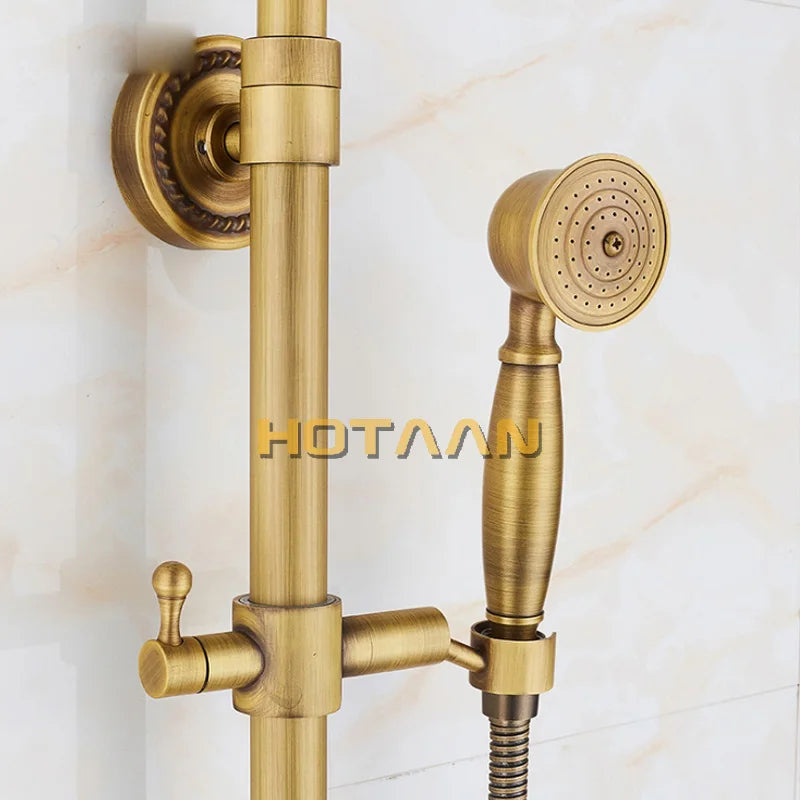 Wall Mounted Mixer Valve Rainfall Antique Brass Shower