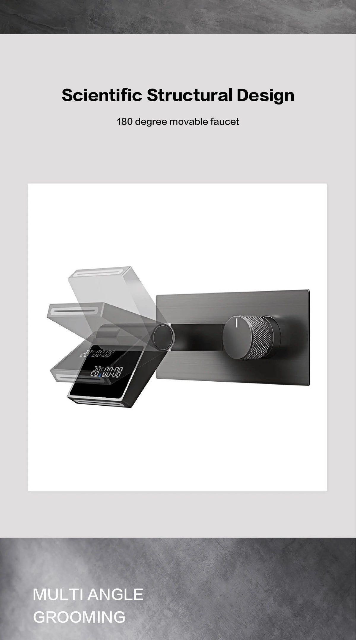 Luxury Gun Gray Brass Wall Mounted Bathroom Faucet