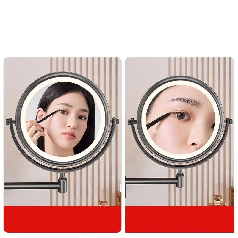Rotatable Led Light Suction Cup Makeup Wall Mirror