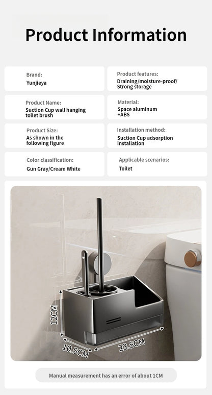 Suction Cup Toilet Brush No Punching Wall Mounted