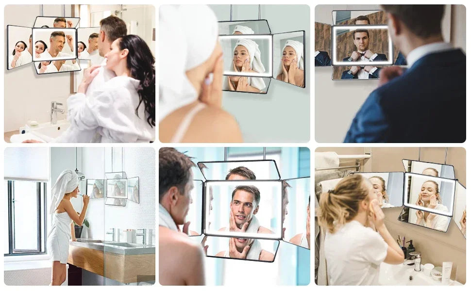 Way Mirror Hair Cutting Led Light 360 Barber