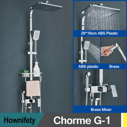 Golden Shower Faucet Rainfall 3/4-Way Bathtub Tap Bathroom