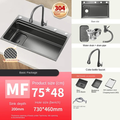 304 Stainless Steel Sink Black Large Slot Wash