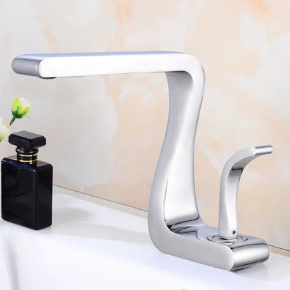 Luxury White Gold Bathroom Mixer Tap Brass Wash