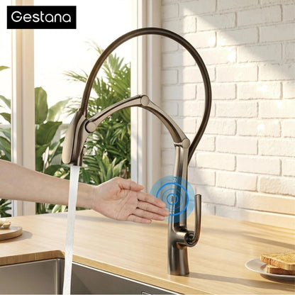 Luxury Gunmetal Brass Faucet Led Display Sensor&Pull-Out