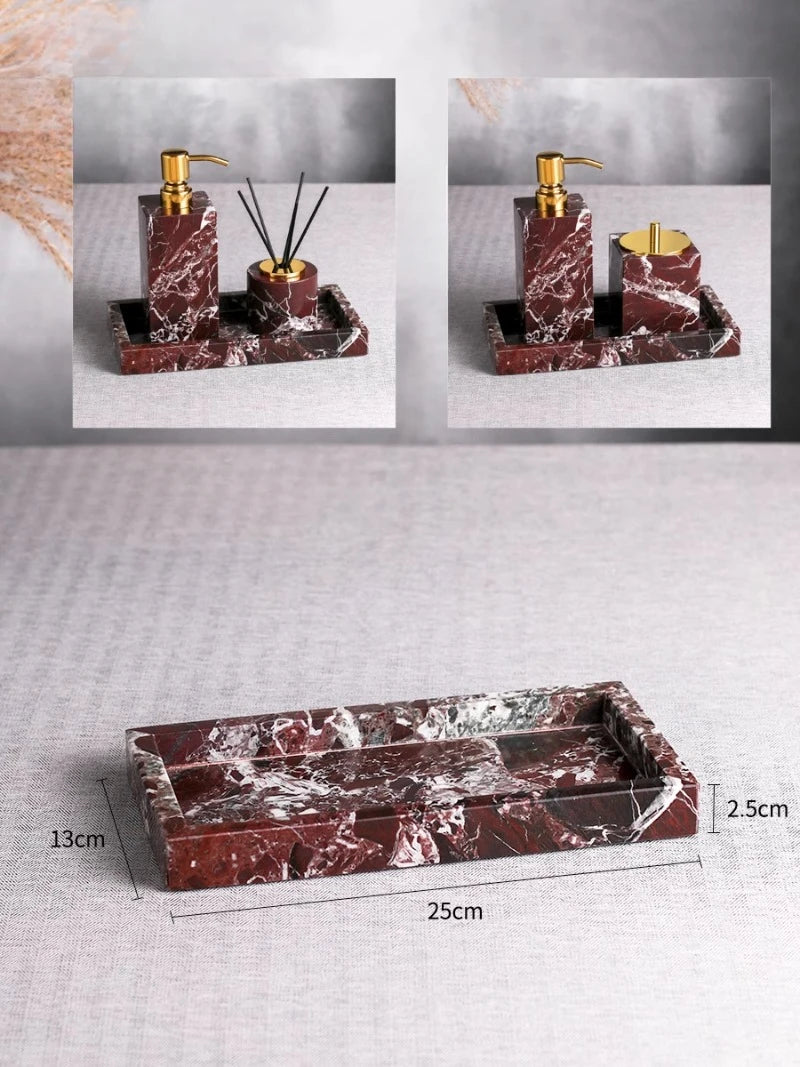 Natural Purple Red Marble Bathroom Lotion Bottle Toothbrush