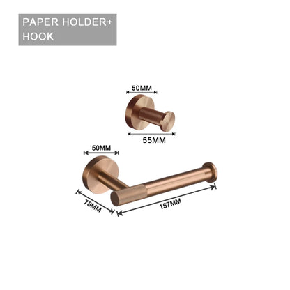 Brushed Rose Gold Brass Knurled Toilet Brush Holder