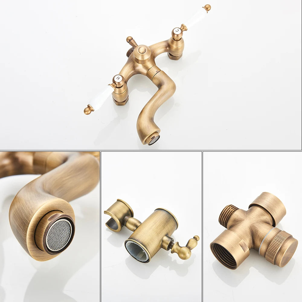 Golden Shower Bathroom Bath Shower Faucet Brass Swivel