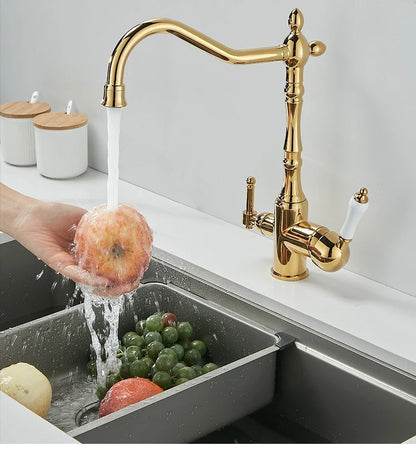 Brass Light Luxury Three-In-One Pure Water Faucet Sink