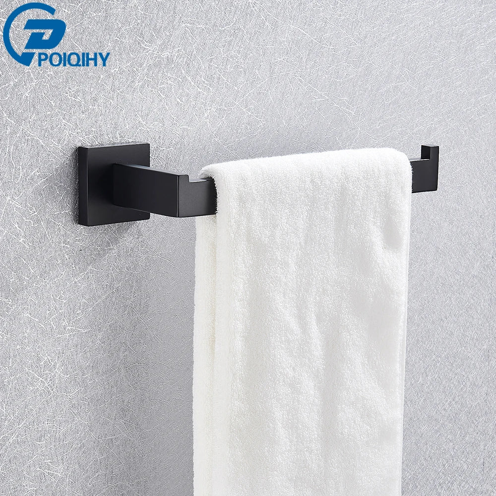Bathroom Hardware Black Robe Hook Towel Rail Bar