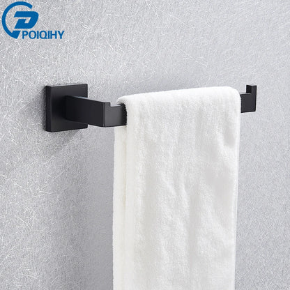 Bathroom Hardware Black Robe Hook Towel Rail Bar