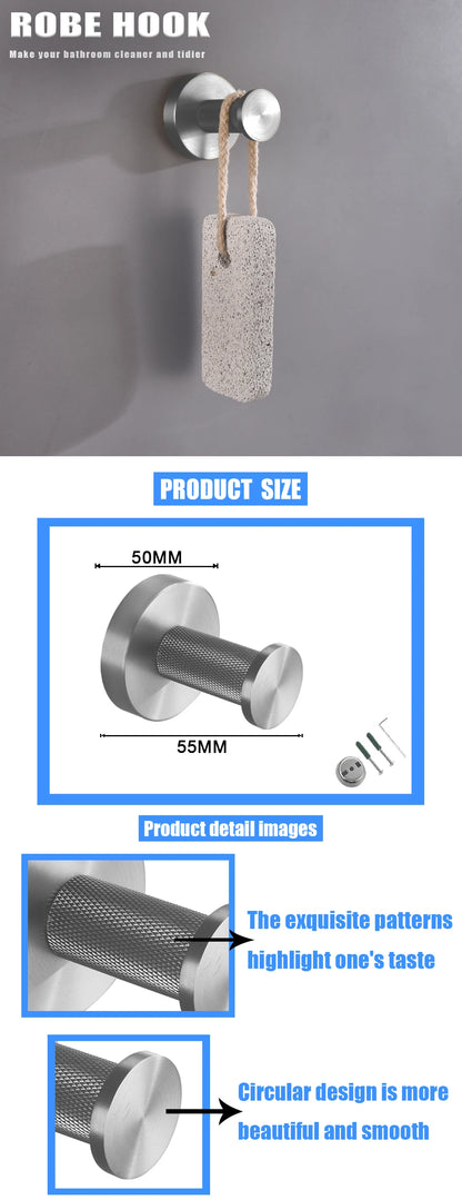 Brushed Nickel Bathroom Wall Mount Bath Shelf Robe