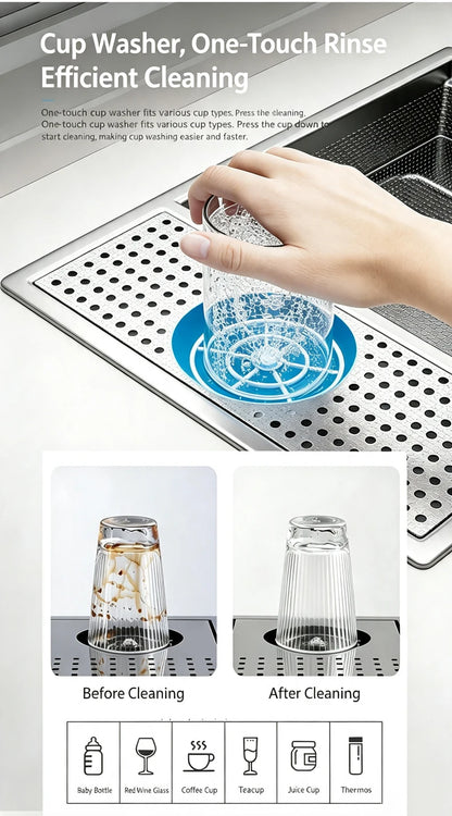 Cup Washer Hidden Bar Sinks Lid Multifunctionalstainless Steel