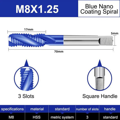 Azzkor Tip/Spiral/Straight Groove Tap M35 Cobalt Containing Blue