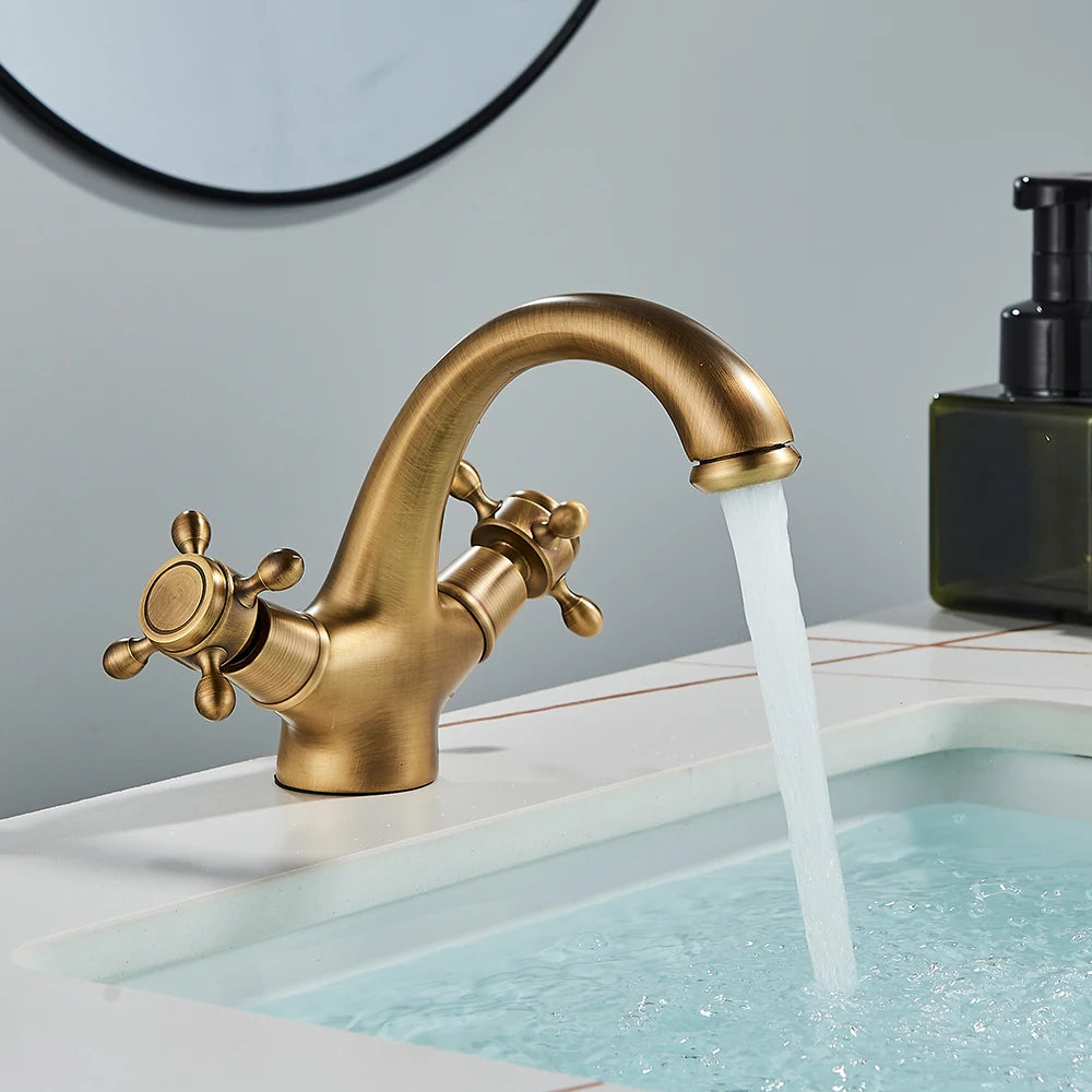 Gold/Antique Brass Bathroom Basin Sink Faucet Mixer Tap
