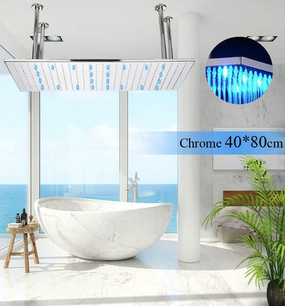 Large Rainfall Shower Faucet Ceiling Installation Bathroom