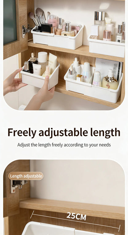 1/2/4pcs Mirror Cabinet Expandable Cosmetic Storage Box