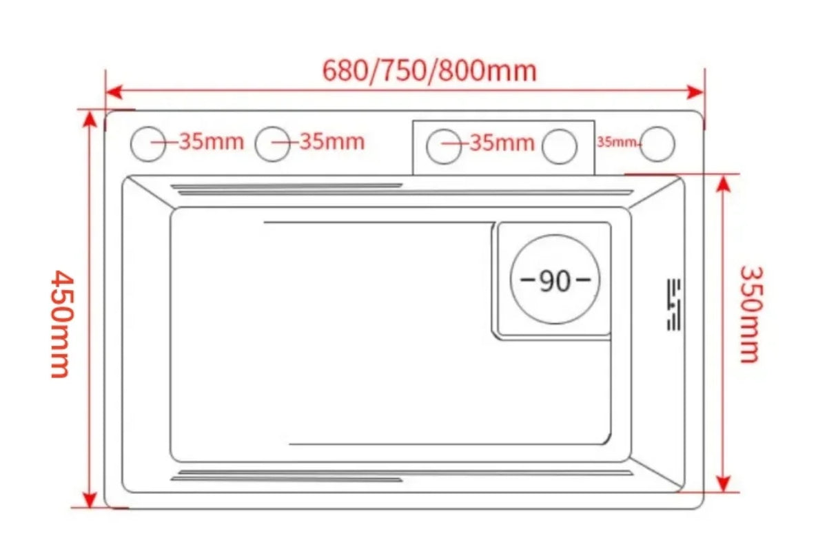 Large Waterfall Style Rain Shower Dishwasher 304 Stainless