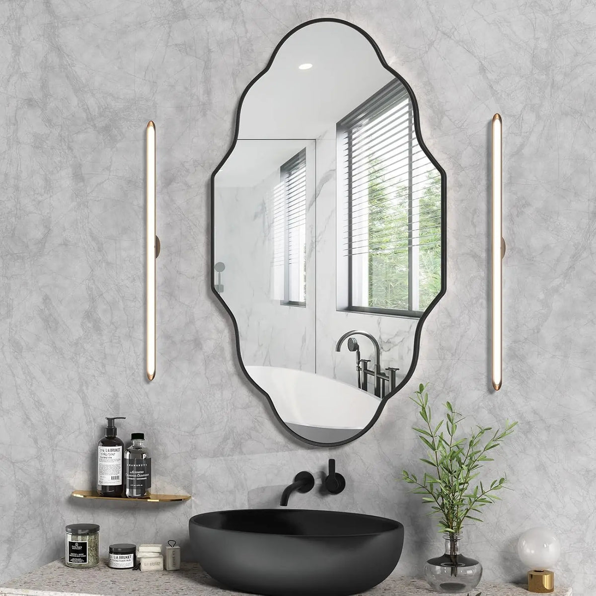 Wall Mirror Decorative Bathroom Mirror Irregular Metal Frame