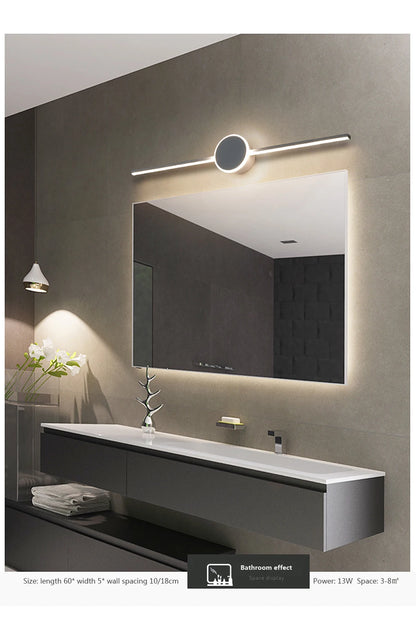 Modern Luxury Bathroom Wall Lamp Black White Aluminum