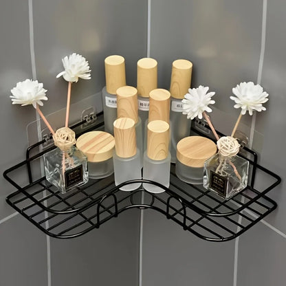 No-Drill Wall-Mounted Triangular Bathroom Shelf Corner Storage -