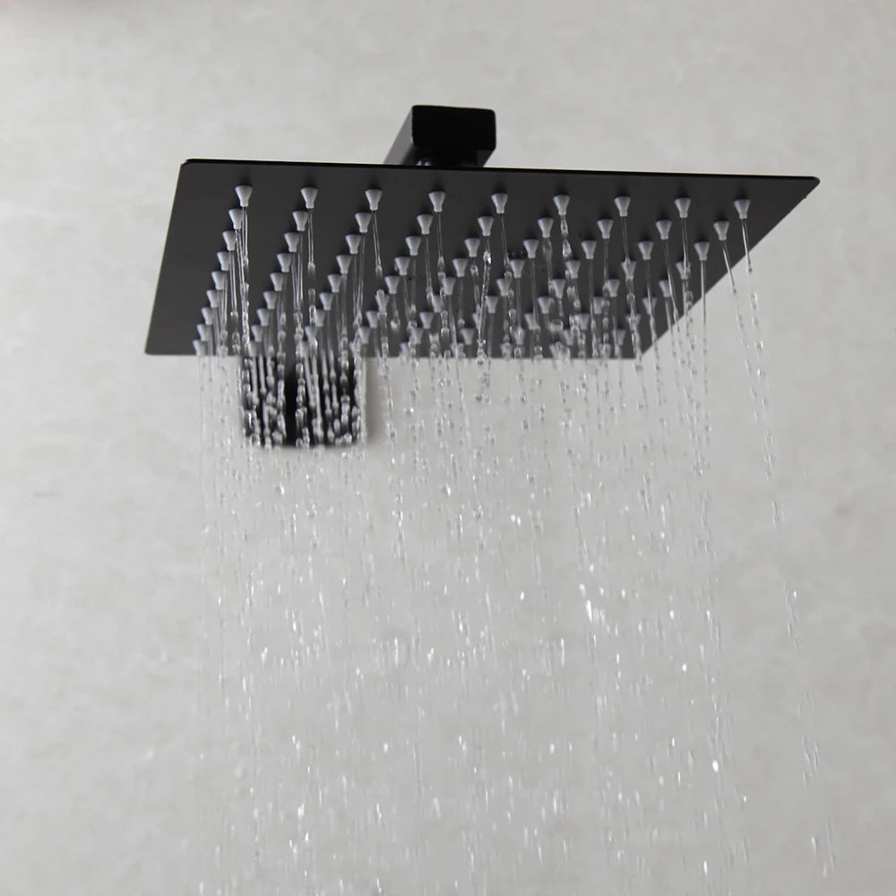Kemaid Matte Black Rainfall Shower Faucet Systerm W/