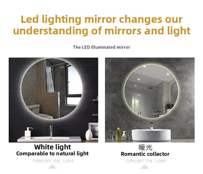 Mirror Round Mirror Wall-Mounted Smart Bathroom Mirror Led