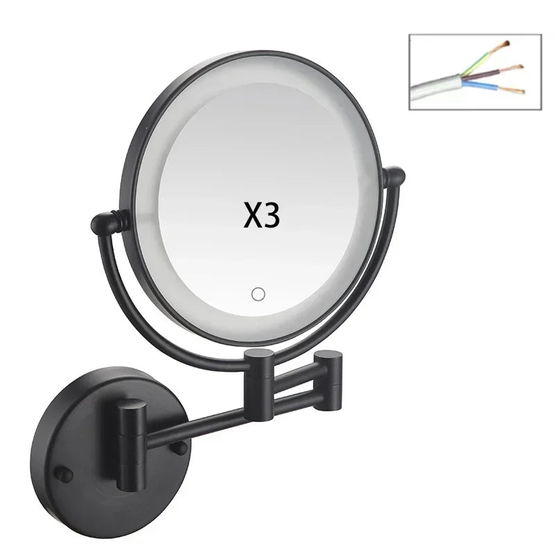 Bathroom 8-Inch Makeup Mirror Folding Rotating Telescopic Mirror