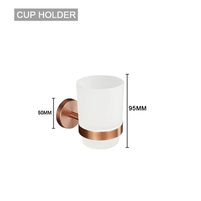 Brushed Rose Gold Brass Knurling Toilet Brush Holder