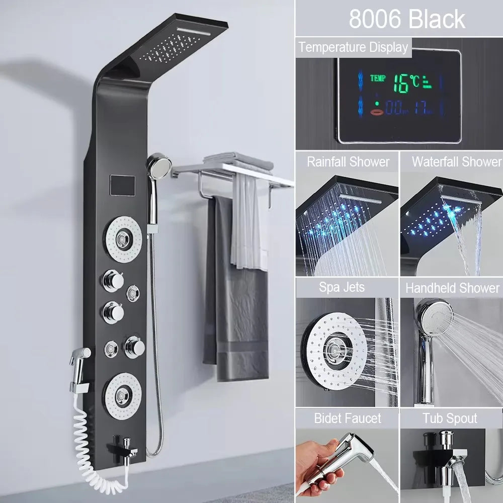 Bathroom Shower Panel Led Rainfall/Waterfall Shower Head