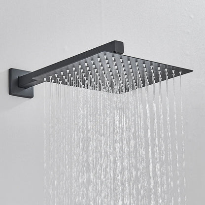 Black Concealed Shower System Rain Waterfall Bathroom Embedded