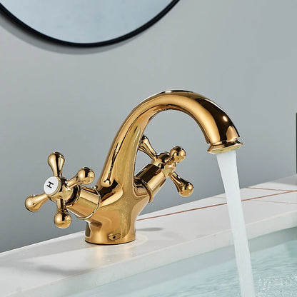 Deck Install Antique Brass Basin Faucet Bathroom Basin