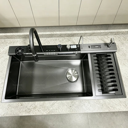 Stainless Steel Waterfall Sink Scratch Durable Resistant Large