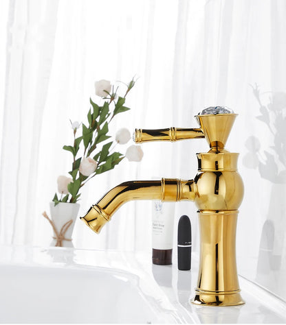Chrome Basin Faucets Modern Gold Deck Mounted Bathroom