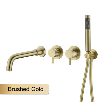 Brushed Gold Concealed Wall-Mounted Bathtub Faucet Gun Grey
