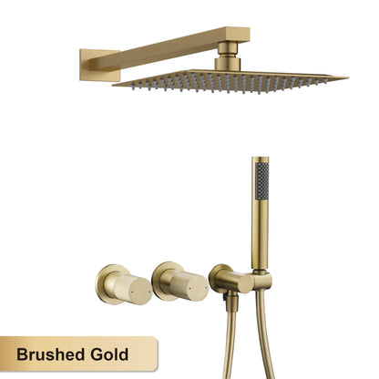 Luxury Bathroom Brass Gun Grey Wall-Mounted Shower System