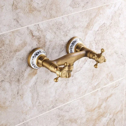 Retro Shower Faucets Antique Brass Ceramics Bathtub Faucets