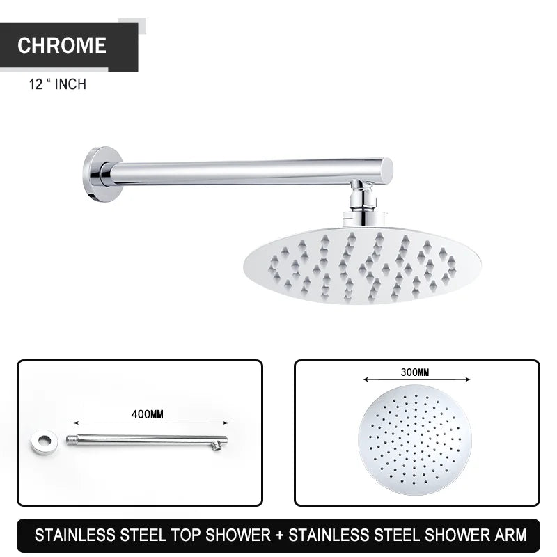 Brushed Gold Black Chrome Grey Overhead Shower Head