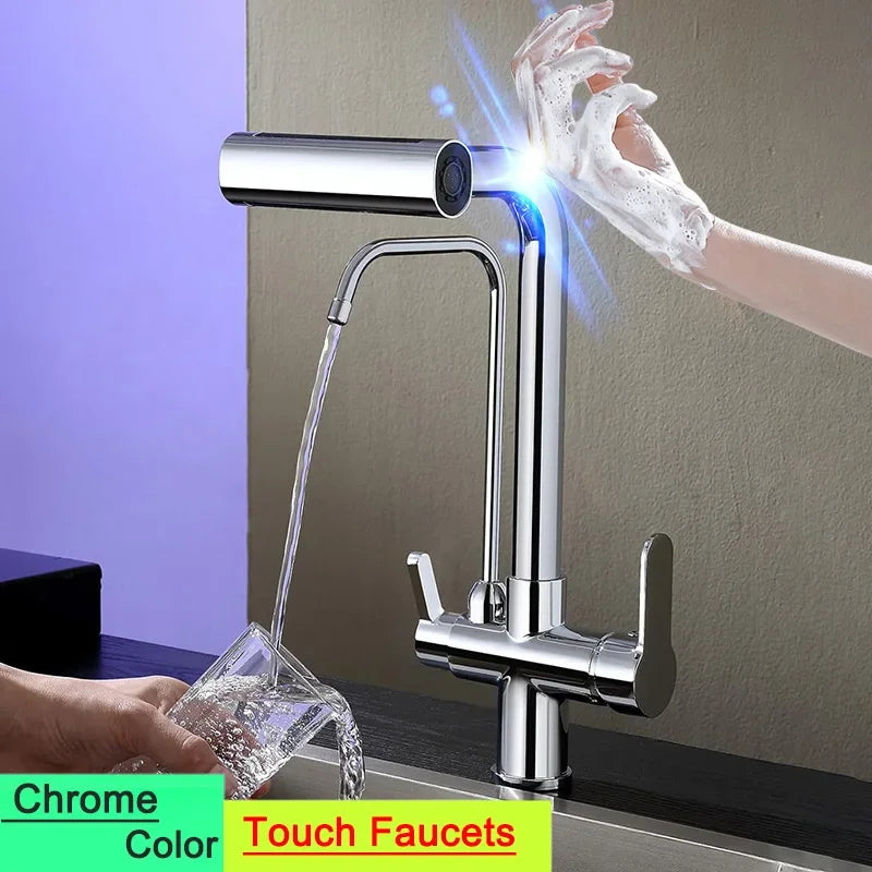 Waterfall Touch On Filter Faucets Brass Cold Pull